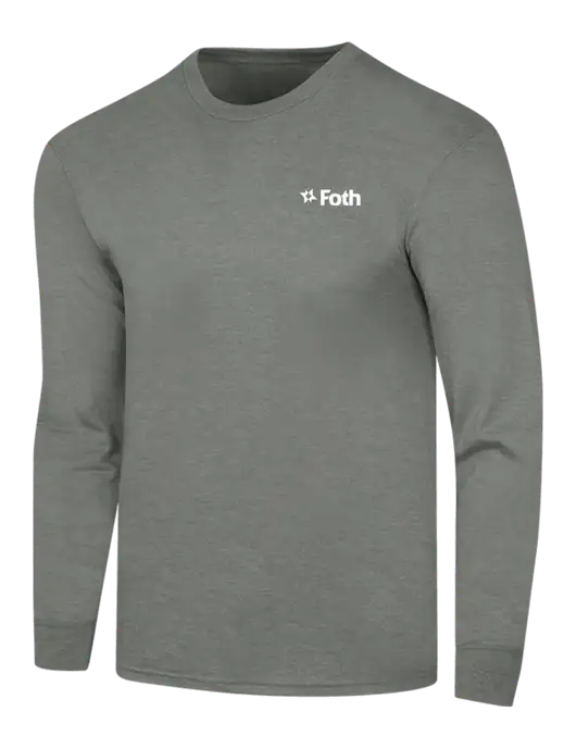 Simply Soft Long Sleeve Heathered Charcoal 4.5 oz, Poly/Combed Ring Spun Cotton T-Shirt w/Foth Logo