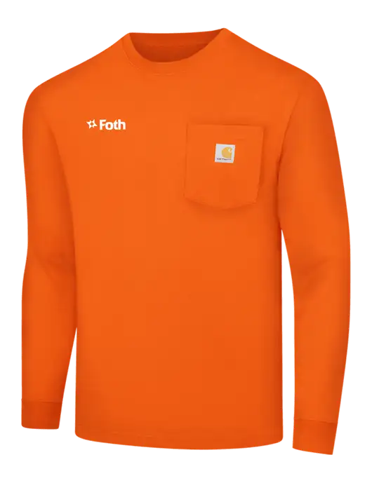 Carhartt Orange Workwear Pocket Long Sleeve T-Shirt w/Foth Logo
