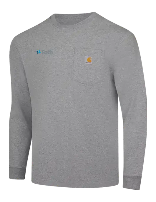 Carhartt Light Grey Heather Workwear Pocket Long Sleeve T-Shirt w/Foth Logo