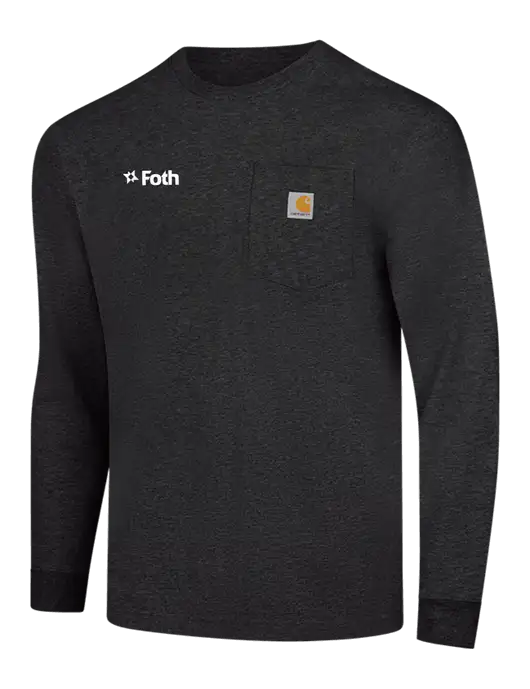 Carhartt Dark Grey Heather Workwear Pocket Long Sleeve T-Shirt w/Foth Logo