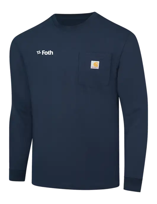Carhartt Navy Workwear Pocket Long Sleeve T-Shirt w/Foth Logo