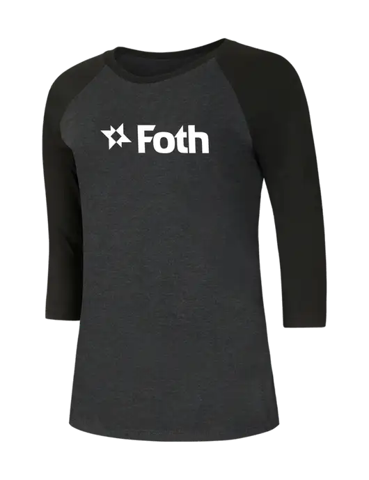 Womens Simply Soft 3/4 Sleeve Black/Black Frost Ring Spun Cotton T-Shirt w/Foth Logo