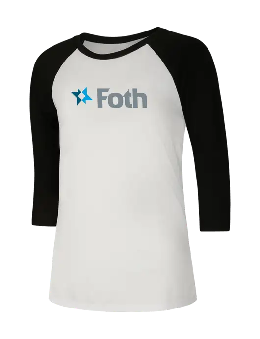 Womens Simply Soft 3/4 Sleeve Black/White Ring Spun Cotton T-Shirt w/Foth Logo
