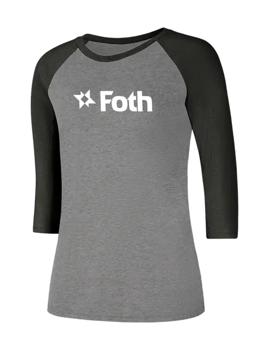 Womens Simply Soft 3/4 Sleeve Black Frost/Grey Frost Ring Spun Cotton T-Shirt w/Foth Logo