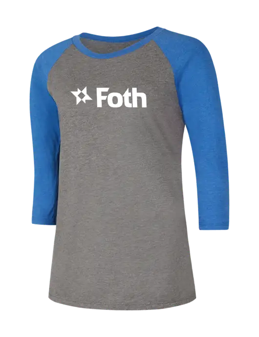 Womens Simply Soft 3/4 Sleeve Royal Frost/Grey Ring Spun Cotton T-Shirt w/Foth Logo