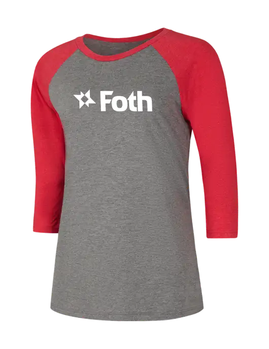 Womens Simply Soft 3/4 Sleeve Red Frost/Grey Frost Ring Spun Cotton T-Shirt w/Foth Logo