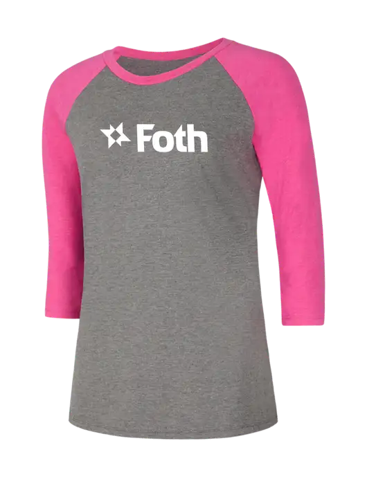 Womens Simply Soft 3/4 Sleeve Fuchsia Frost/Grey Frost Ring Spun Cotton T-Shirt w/Foth Logo