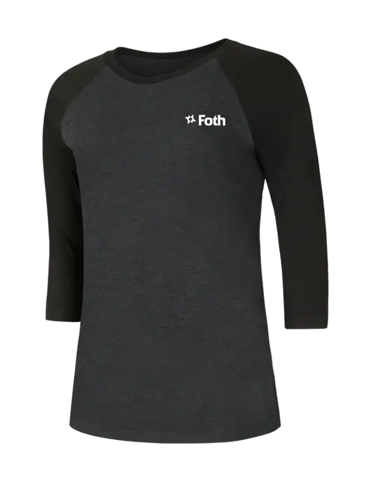 Womens Simply Soft 3/4 Sleeve Black/Black Frost Ring Spun Cotton T-Shirt w/Foth Logo