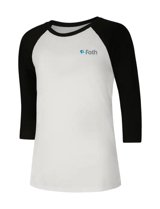 Womens Simply Soft 3/4 Sleeve Black/White Ring Spun Cotton T-Shirt w/Foth Logo
