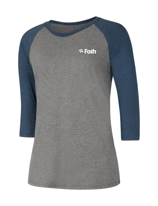 Womens Simply Soft 3/4 Sleeve Navy Frost/Grey Frost Ring Spun Cotton T-Shirt w/Foth Logo