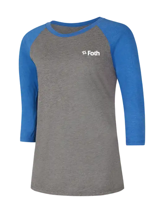 Womens Simply Soft 3/4 Sleeve Royal Frost/Grey Ring Spun Cotton T-Shirt w/Foth Logo