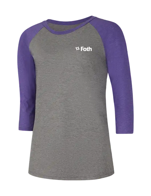 Womens Simply Soft 3/4 Sleeve Purple Frost/Grey Frost Ring Spun Cotton T-Shirt w/Foth Logo