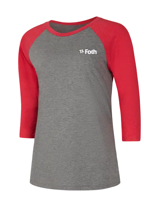 Womens Simply Soft 3/4 Sleeve Red Frost/Grey Frost Ring Spun Cotton T-Shirt w/Foth Logo