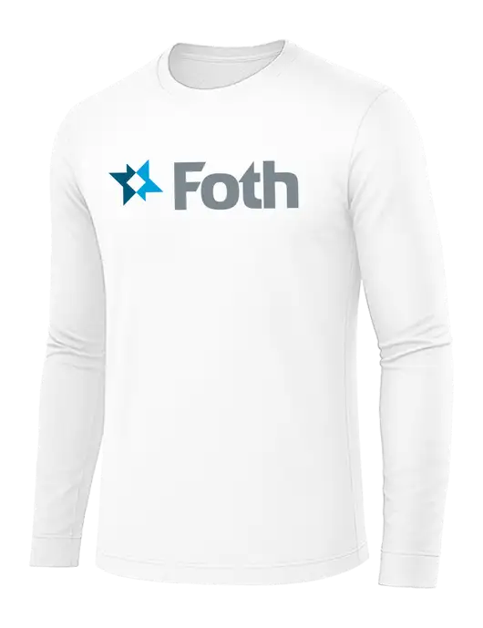 Long Sleeve White PosiCharge Competitor Tee w/Foth Logo