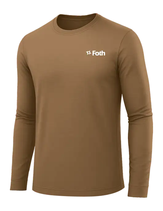 Long Sleeve Light Brown PosiCharge Competitor Tee w/Foth Logo