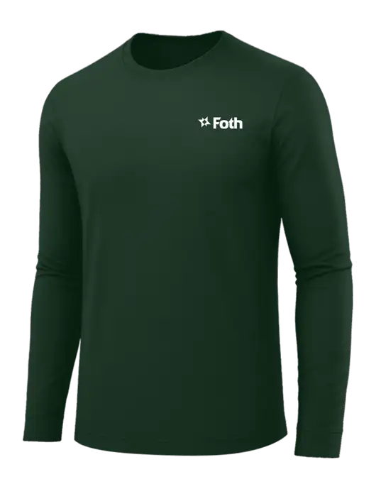 Long Sleeve Dark Green PosiCharge Competitor Tee w/Foth Logo