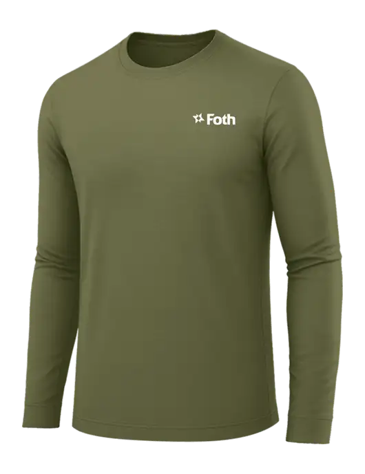 Long Sleeve Light Olive PosiCharge Competitor Tee w/Foth Logo
