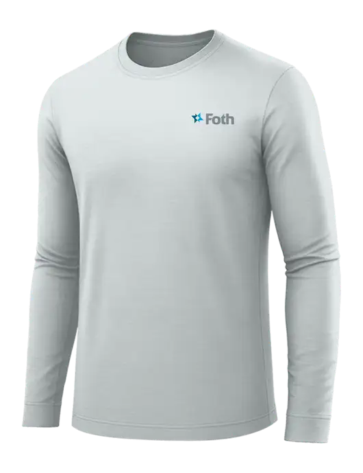 Long Sleeve Light Grey PosiCharge Competitor Tee w/Foth Logo