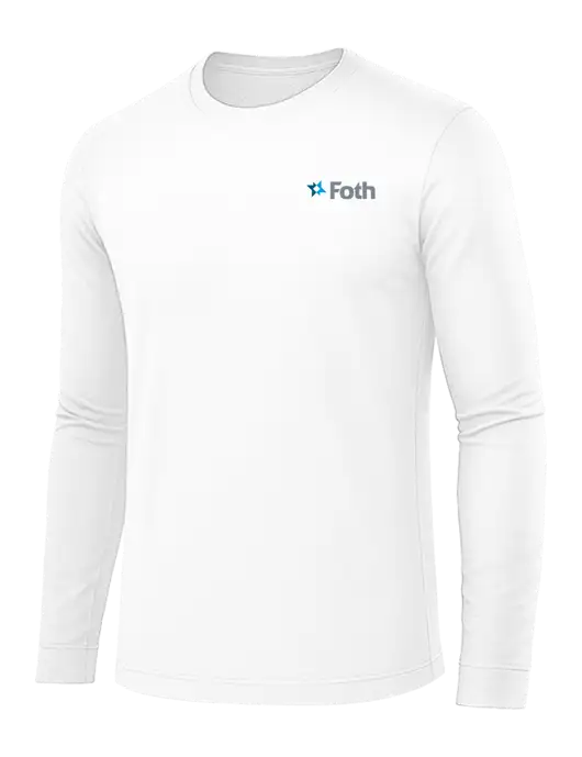 Long Sleeve White PosiCharge Competitor Tee w/Foth Logo