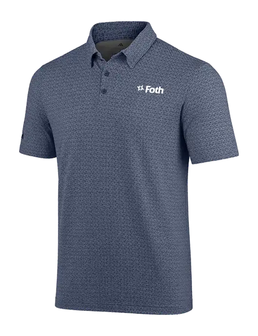 Adidas Light Navy Printed Blend Polo w/Foth Logo