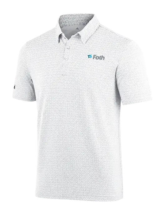 Adidas White Printed Blend Polo w/Foth Logo