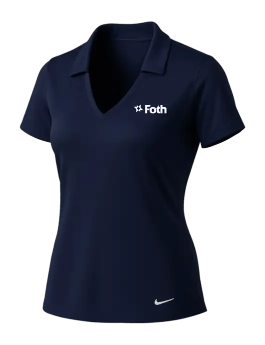 NIKE Dark Navy Womens Dri-Fit Vertical Mesh Polo w/Foth Logo