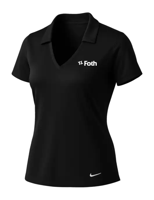 NIKE Black Womens Dri-Fit Vertical Mesh Polo w/Foth Logo