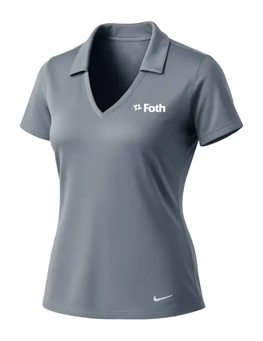 NIKE Medium Grey Womens Dri-Fit Vertical Mesh Polo w/Foth Logo
