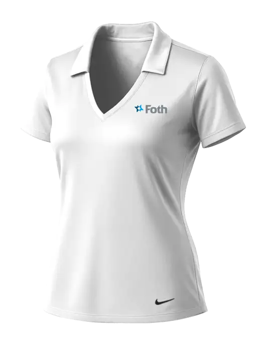 NIKE White Womens Dri-Fit Vertical Mesh Polo w/Foth Logo