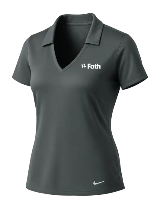 NIKE Dark Grey Womens Dri-Fit Vertical Mesh Polo w/Foth Logo