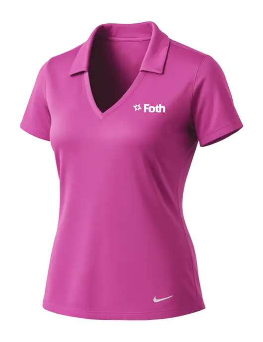 NIKE Pink Fire Womens Dri-Fit Vertical Mesh Polo w/Foth Logo