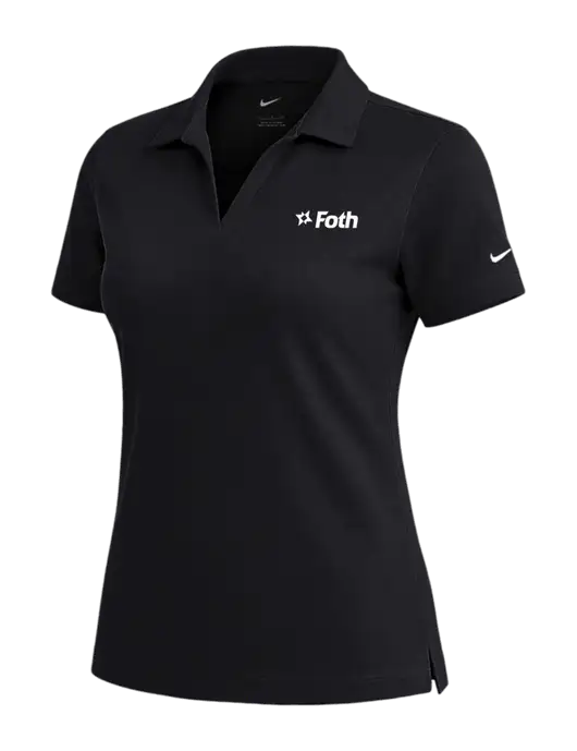 NIKE Black Womens Dri-Fit Micro Pique Polo w/Foth Logo