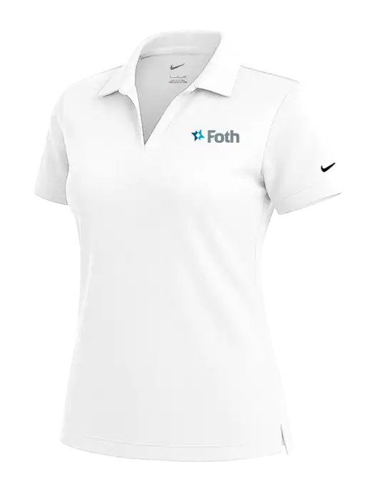 NIKE White Womens Dri-Fit Micro Pique Polo w/Foth Logo