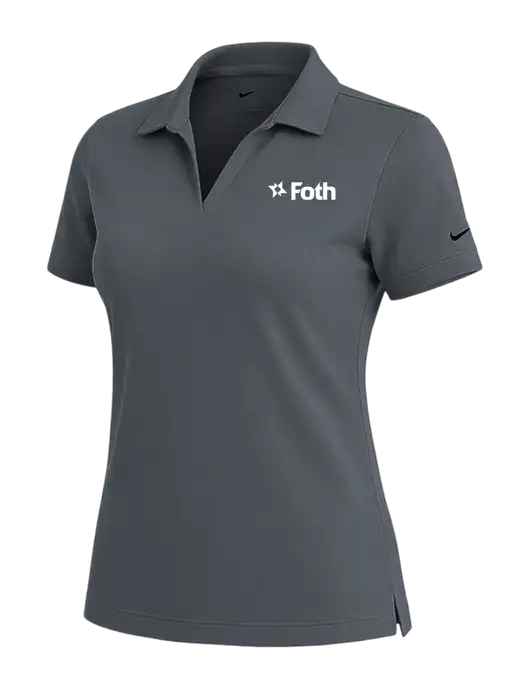 NIKE Dark Grey Womens Dri-Fit Micro Pique Polo w/Foth Logo