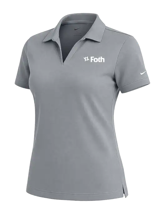 NIKE Medium Grey Womens Dri-Fit Micro Pique Polo w/Foth Logo