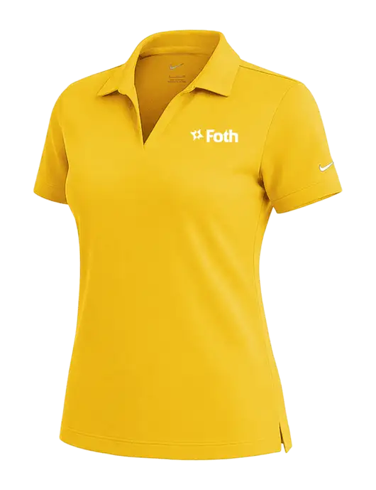 NIKE Yellow Gold Womens Dri-Fit Micro Pique Polo w/Foth Logo
