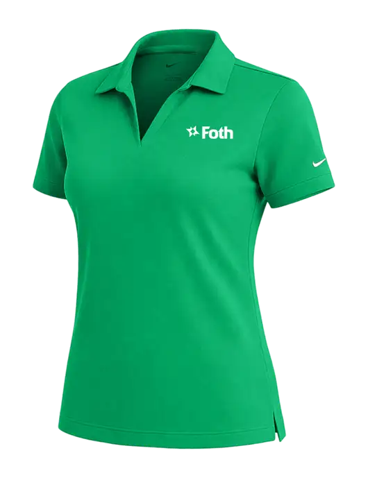 NIKE Kelly Green Womens Dri-Fit Micro Pique Polo w/Foth Logo