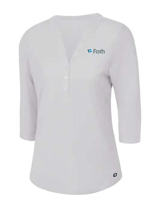 OGIO Bright White Jewel Henley w/Foth Logo