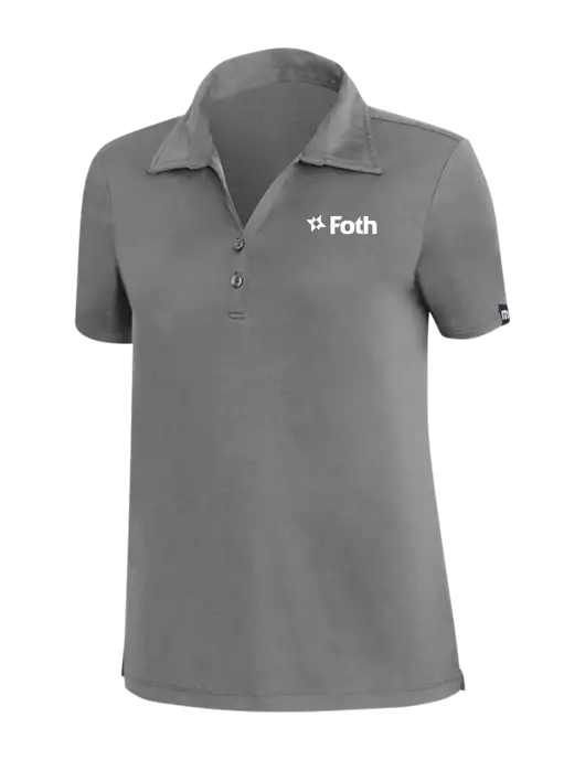 TravisMathew Med Dark Grey Womens Coto Performance Polo w/Foth Logo