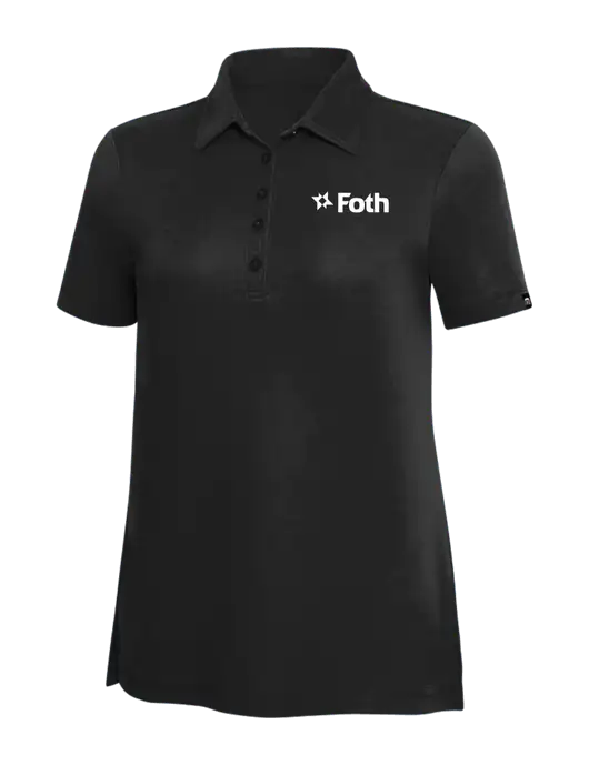 TravisMathew Black Solid Womens Oceanside Polo w/Foth Logo
