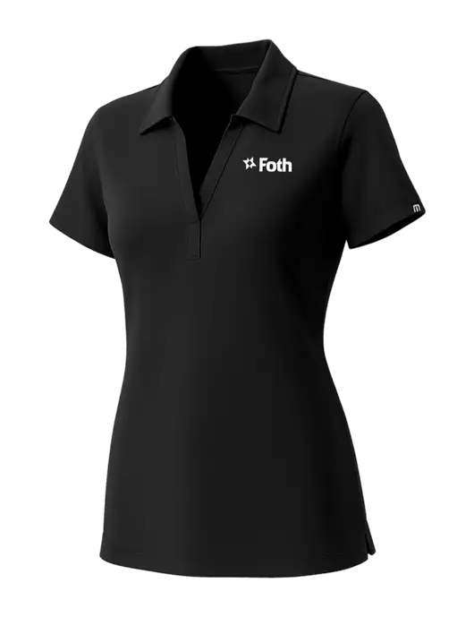 TravisMathew Womens Black Glenview Solid Polo w/Foth Logo