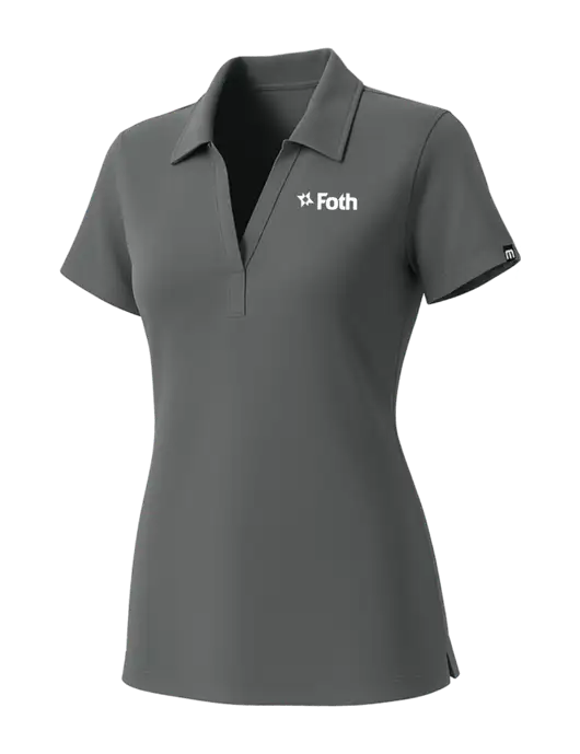 TravisMathew Womens Grey Glenview Solid Polo w/Foth Logo