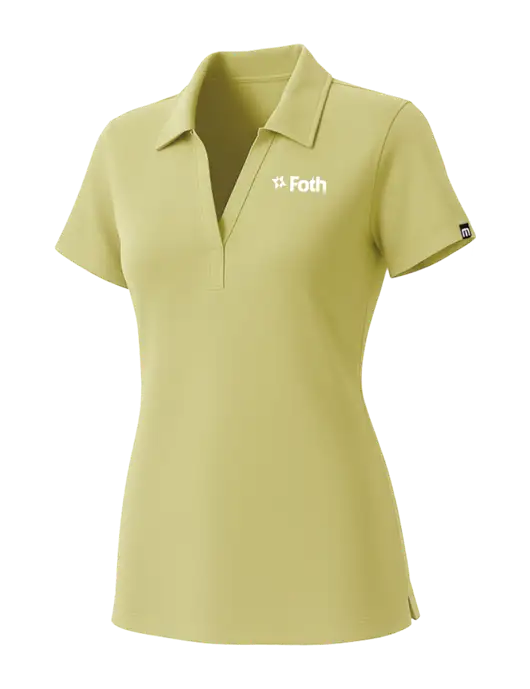 TravisMathew Womens Light Yellow Glenview Solid Polo w/Foth Logo