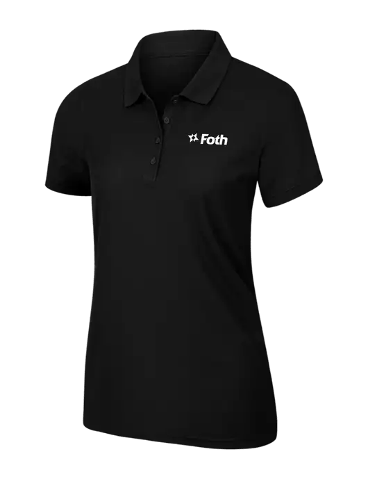 Womens Black Core Classic Pique Polo w/Foth Logo