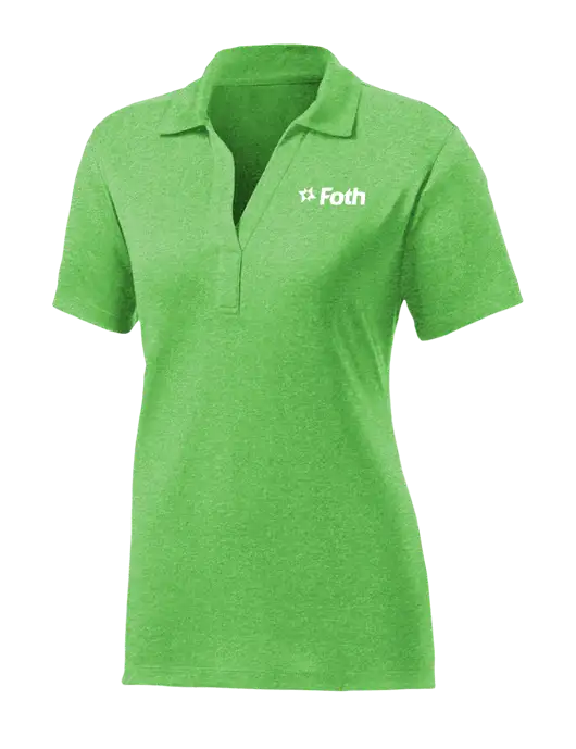 Womens Kelly Green Heather Contender Polo w/Foth Logo