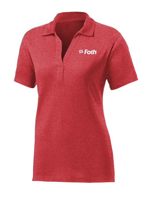Womens Red Heather Contender Polo w/Foth Logo