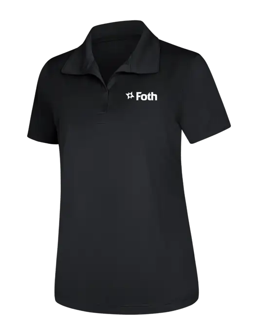 Womens Black Micropique Sport-Wick Polo w/Foth Logo