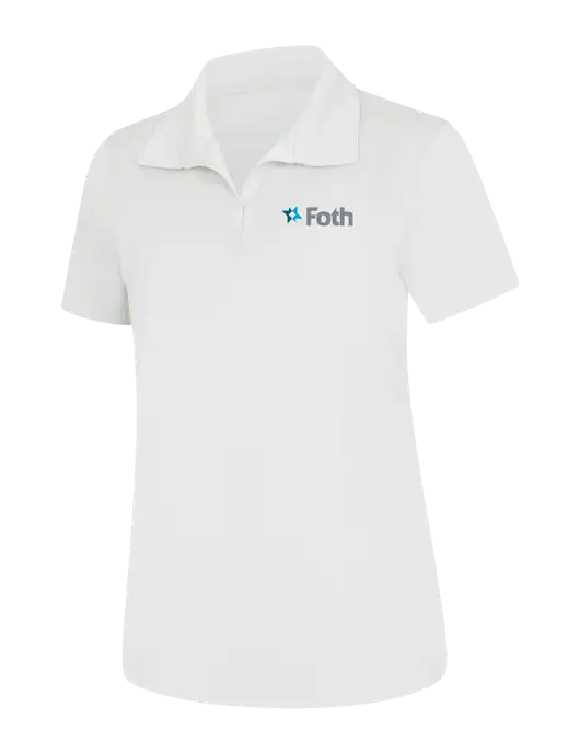 Womens White Micropique Sport-Wick Polo w/Foth Logo