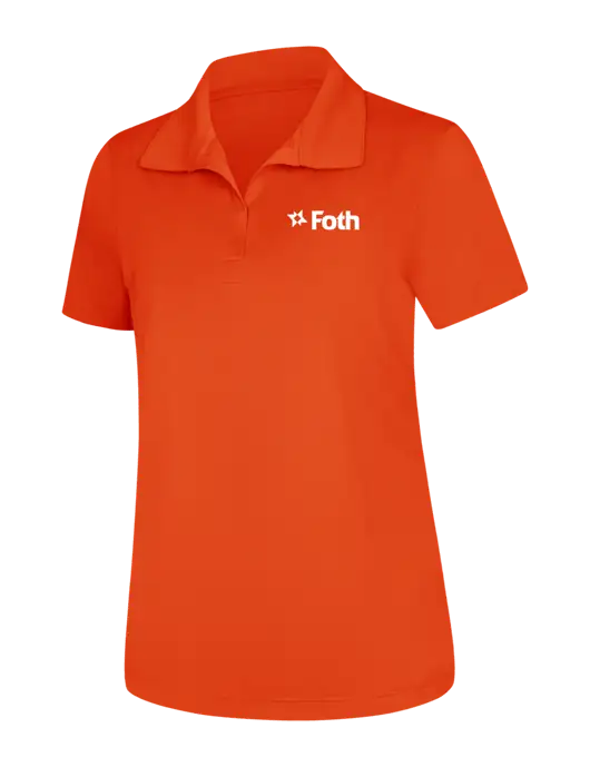 Womens Orange Micropique Sport-Wick Polo w/Foth Logo