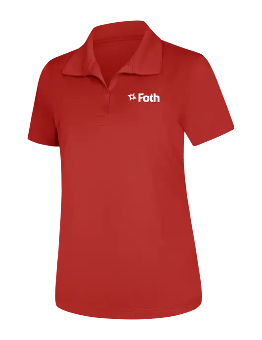 Womens Red Micropique Sport-Wick Polo w/Foth Logo